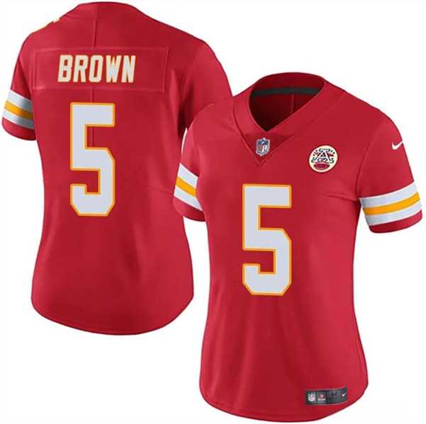 Womens Kansas City Chiefs #5 Hollywood Brown Red Vapor Untouchable Limited Stitched Jersey Dzhi